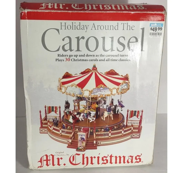 Vintage Mr Christmas Holiday Around The Carousel Music Lights Action - Picture 12 of 14